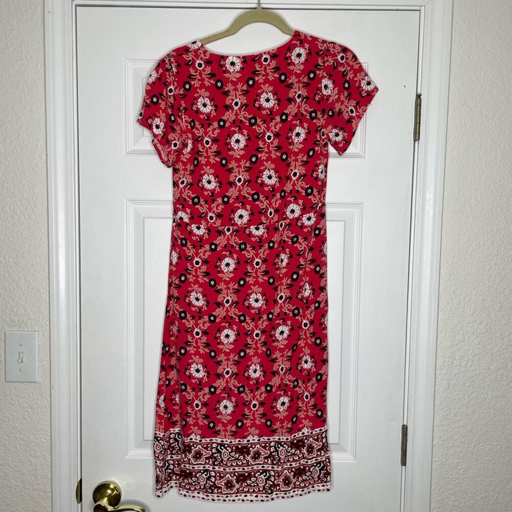 LOFT Red and White V-Neck Midi Sundress size 2 petite - Picture 6 of 6